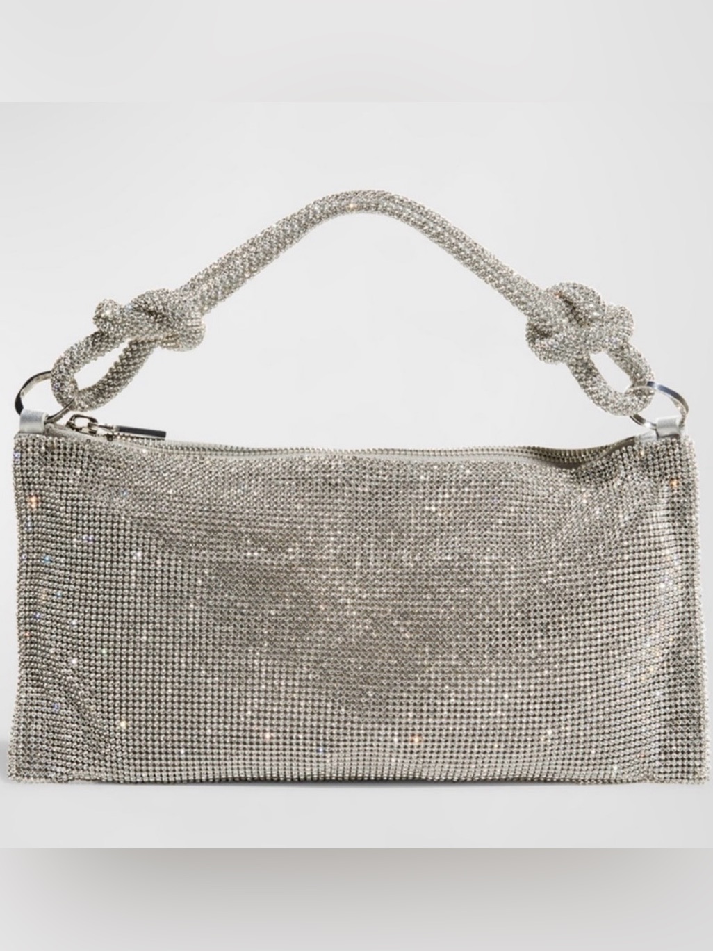 Cult Gaia Silver Crystal Mesh Evening Clutch